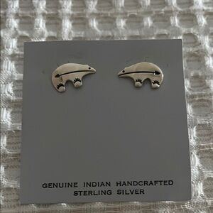 Norman Woody Navajo Sterling Silver Spirit Bear Earrings